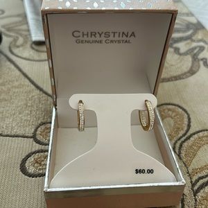 chrystina 14k gold plated crystal hoop earrings